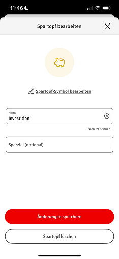 Hier könnt ihr beliebig eure Sparziele festlegen 