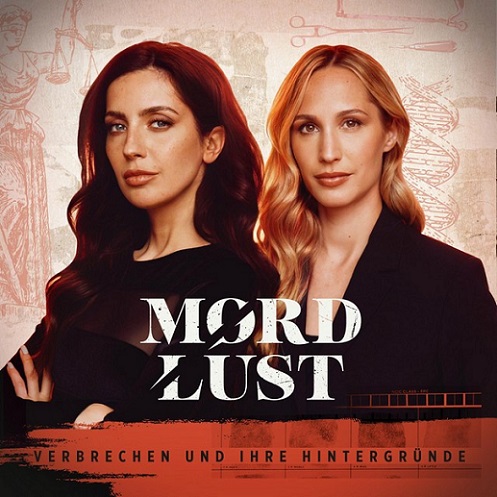 Mordlust 2 Frauen in dunkler Kleidung sind im Fokus, vor ihnen steht der weiße Schriftzug: "Mordlust"