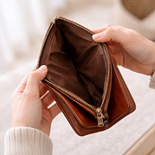 Geldbeutel Leerer Geldbeutel, offen gehalten