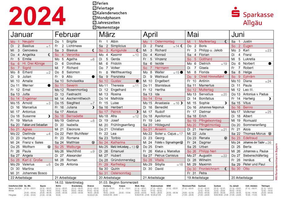 Kalender 2024 - Sparkasse Allgäu