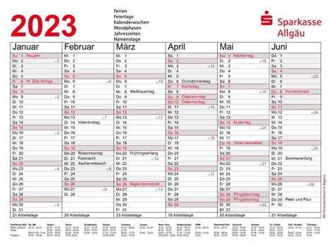 Kalendervorschau 2023 - Sparkasse Allgäu 