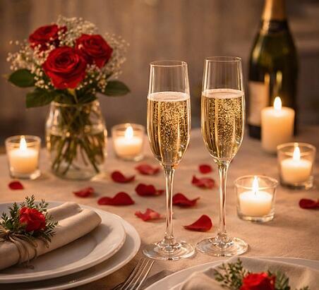 Candle-Light-Diner am Abend in angenehmer Atmosphäre