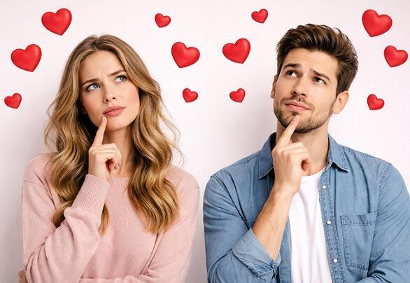 Ein Mann und eine Frau denken tief über sich gegenseitig nach. 